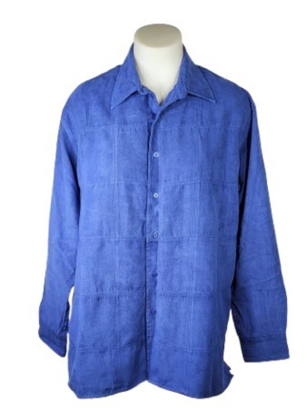 R & R Casuals men's blue long sleeve button down shirt sz lg.